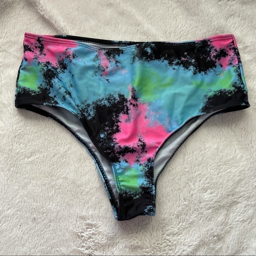 SHEIN tie dye high rise bikini bottom